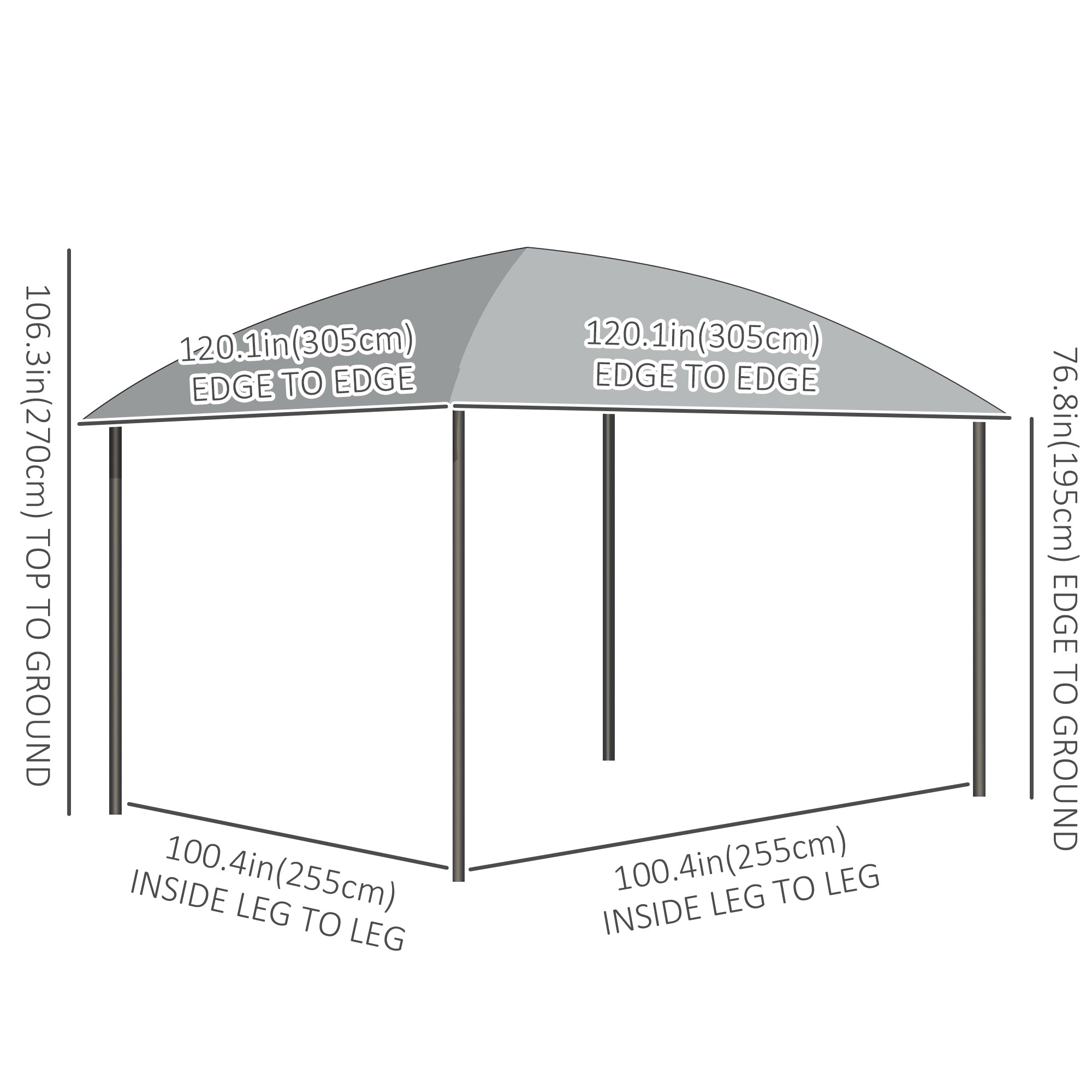 10' x 10' Outdoor Hardtop Gazebo Canopy withÂ UV60+ Polycarbonate Roof, Steel Frame, Central Hook,Â Curtains, Dark Grey