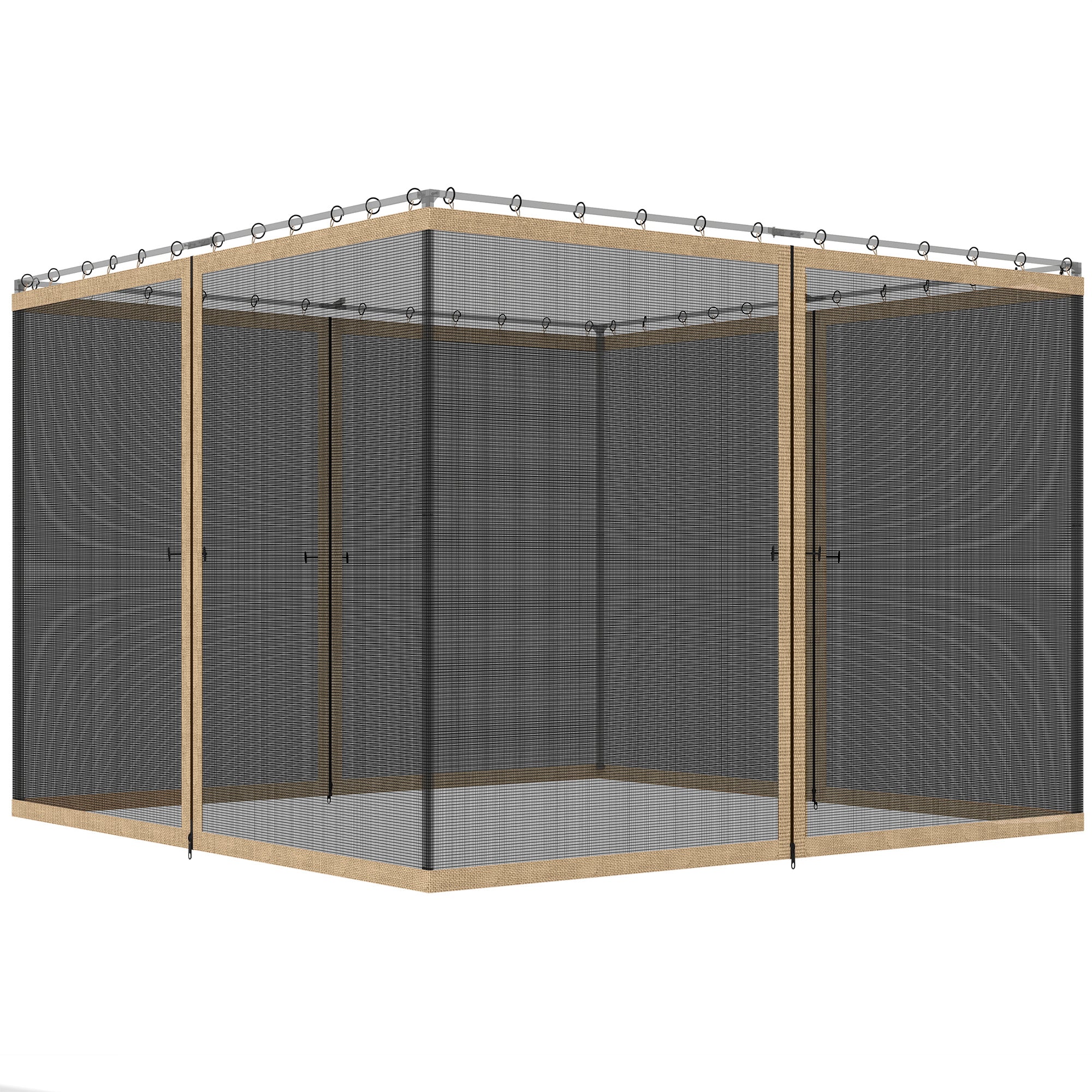 Replacement Mosquito Netting for Gazebo 12' x 12' Black Screen Walls for Canopy with Zippers, Khaki