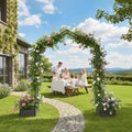 Outsunny garden arch trellis arbor with two planter boxes for outdoor plants