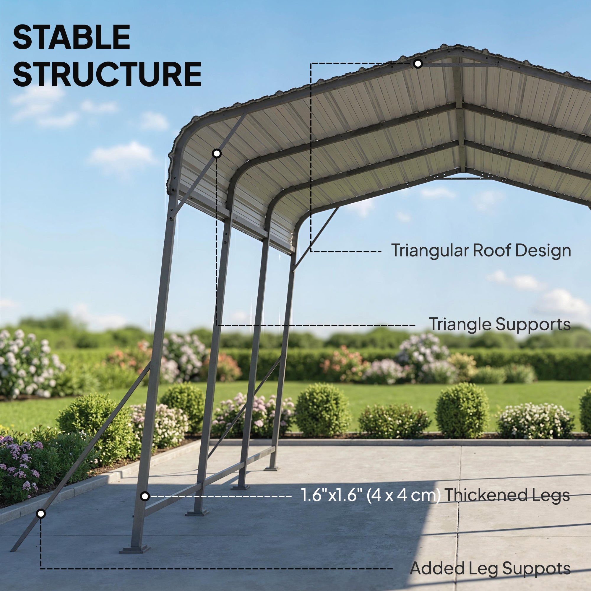 11 x 15FT Metal Carport, Heavy-Duty Carport Canopy with Reinforced Frame & Galvanized Steel Roof, Dark Grey