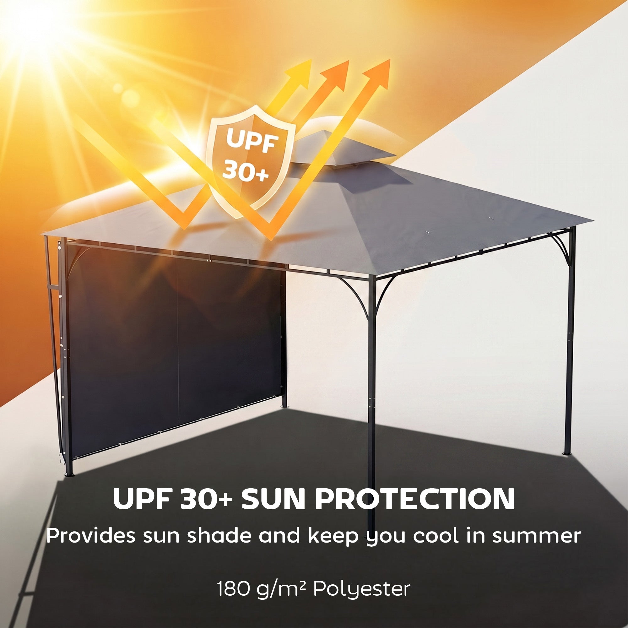 Patio Gazebo with Double Roof Outdoor Gazebo Canopy with Extendable Shade 10.5â€² x 10.5â€² Dark Grey