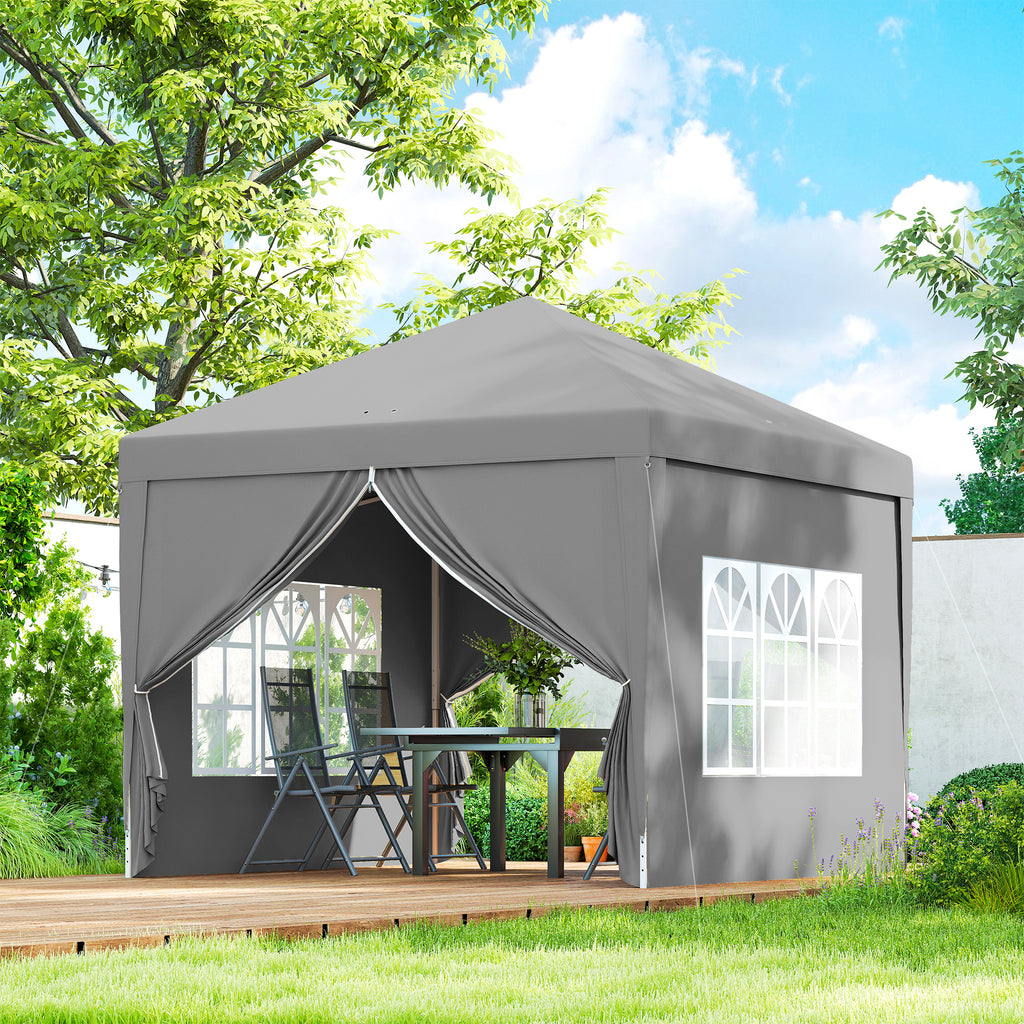10'x10' Outdoor Pop Up Party Tent Wedding Gazebo Canopy with Carrying Bag (Light Grey)