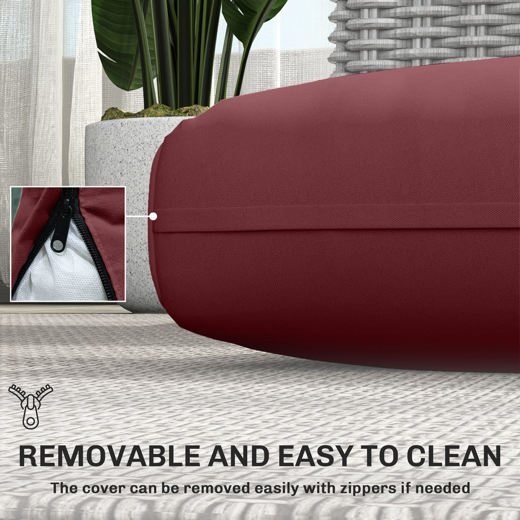 Outdoor Seat Cushions with Backrest, Loveseat Double Sofa Outdoor Furniture Cushions, Wine Red