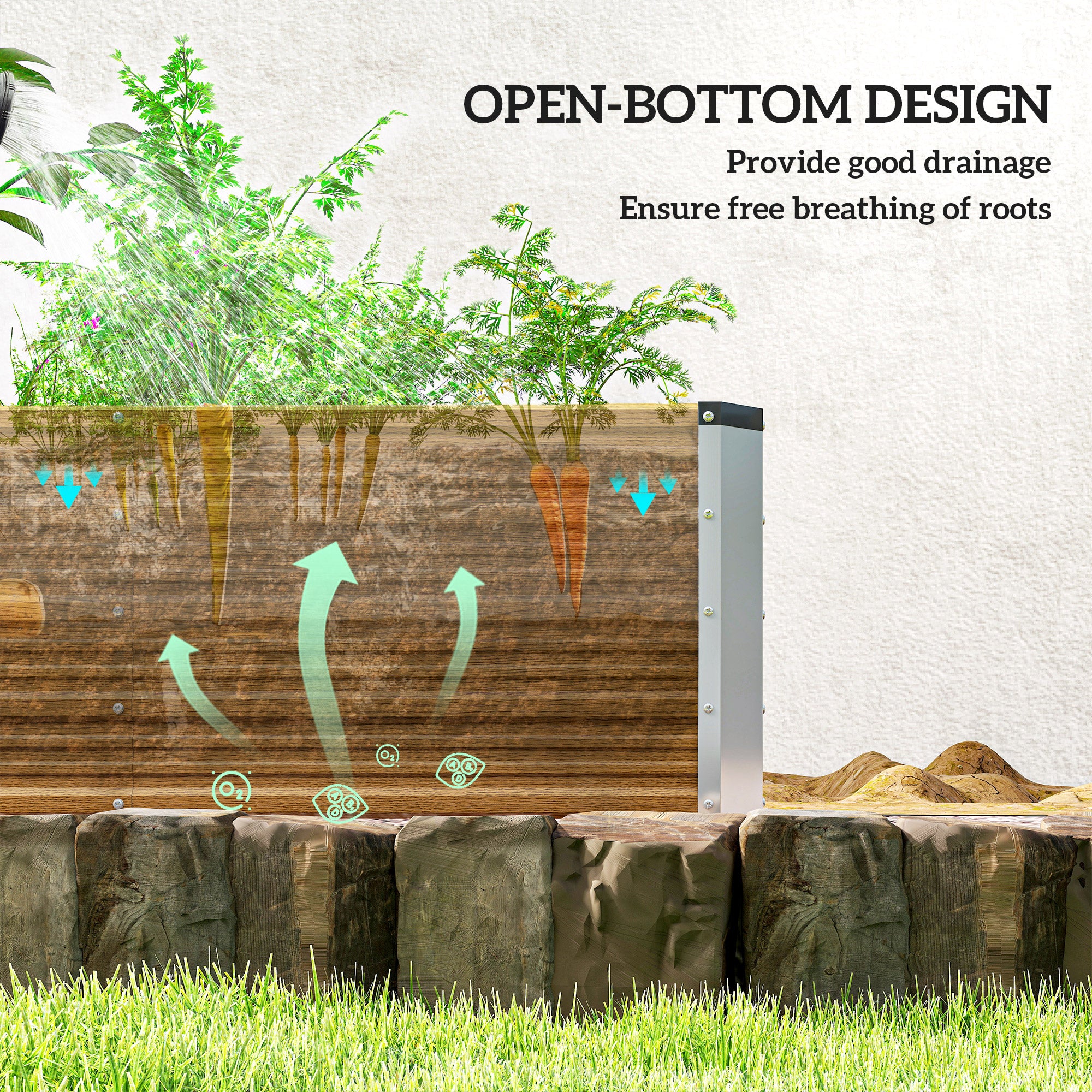 6' x 1.5' x 1.3' Galvanized Raised Garden Bed, Elevated Large Metal Planter Box w/ Install Gloves, Brown Wood Effect