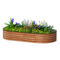 6' x 3' x 1' Large Outdoor Planter Box, Galvanized Raised Garden Bed with Metal Plant Stake, Brown