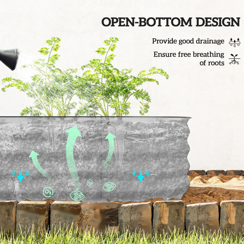 4.9 x 2 x 1ft Galvanized Raised Garden Bed Kit, Metal Planter Box with Safety Edging, Silver