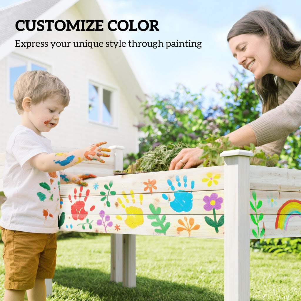 2 Tiers Wood Plant Raised Bed Flower Vegetable Herb Grow Box Stand Garden  Step Planter Stand Free Combination