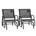 Patio Glider Set of 2 Outdoor Glider Chair with Breathable Mesh Seat & Backrest, Armrests and Metal Frame, Black