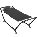Outdoor Hammock with Stand Heavy Duty Freestanding Nap Bed with Side Pocket Headrest for Yard Patio Pool, Dark Grey