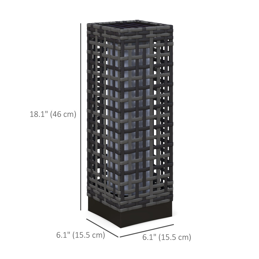 Wicker Solar Outdoor Lamp, Decorative Floor Lamp with Auto On/Off LED Lights, IP44 for Patio, Porch, Pathway, Grey