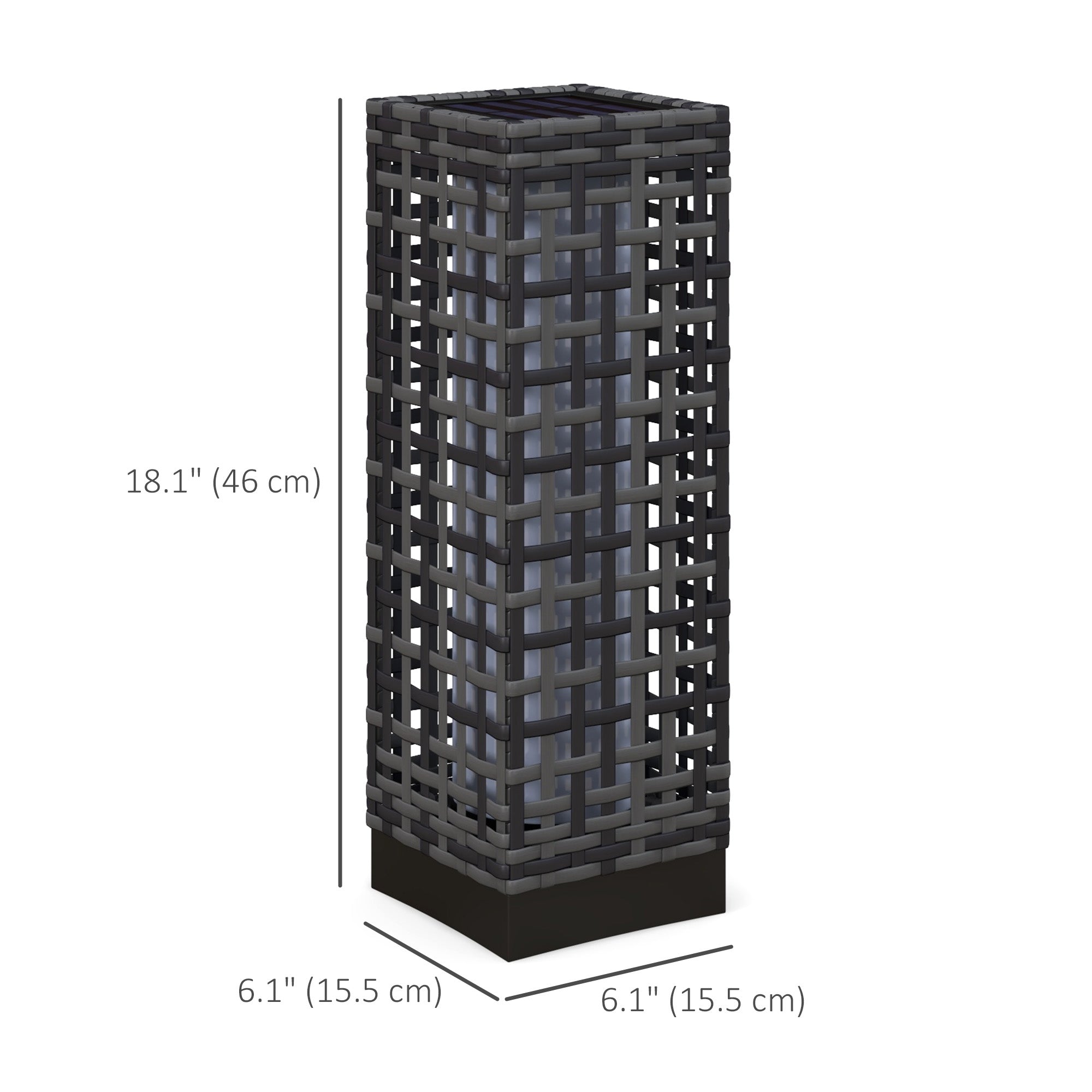 Wicker Solar Outdoor Lamp, Decorative Floor Lamp with Auto On/Off LED Lights, IP44 for Patio, Porch, Pathway, Grey