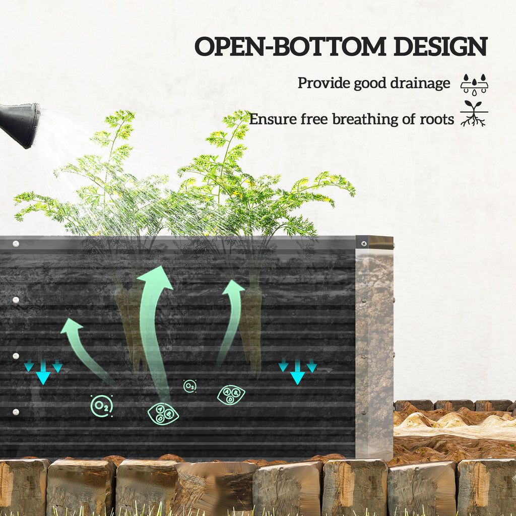 6' x 1.5' x 1.3' Galvanized Raised Garden Bed, Elevated Large Metal Planter Box w/ Install Gloves for Backyard, Patio to Grow Vegetables, Herbs, and Flowers, Dark Grey