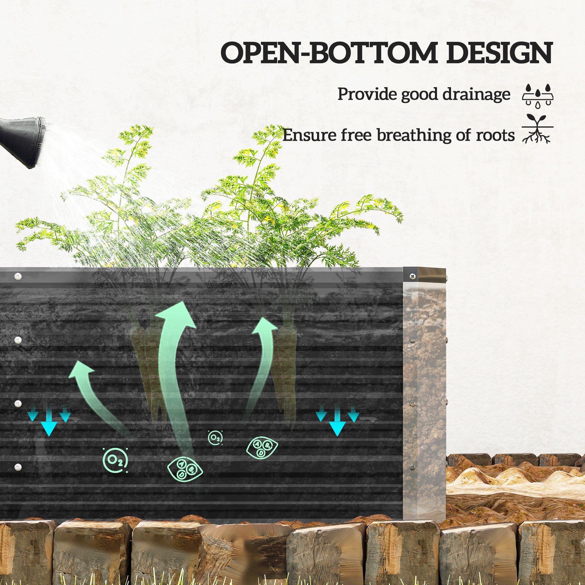 6' x 1.5' x 1.3' Galvanized Raised Garden Bed, Elevated Large Metal Planter Box w/ Install Gloves for Backyard, Patio to Grow Vegetables, Herbs, and Flowers, Dark Grey