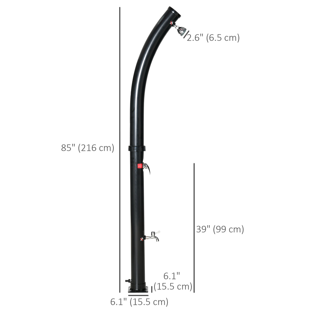 Solar Outdoor Shower, 5.3-Gallon Garden Shower with Adjustable Water Temperature up to 140Â°F, Black