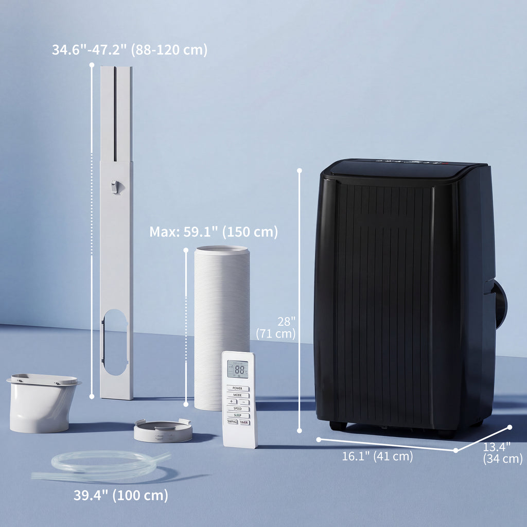 12000 BTU 5-in-1 Portable Air Conditioner with Cool, Heat, Dehumidifier, Fan, Sleep, WiFi Voice Control, Black