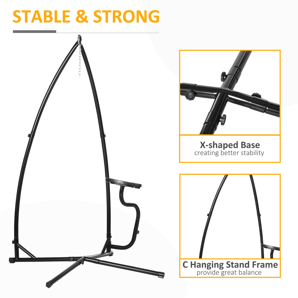 Hammock Chair Stand Only, Metal C-Stand for Hanging Hammock Chair with Tray for Indoor, Outdoor, Porch, Patio, Black