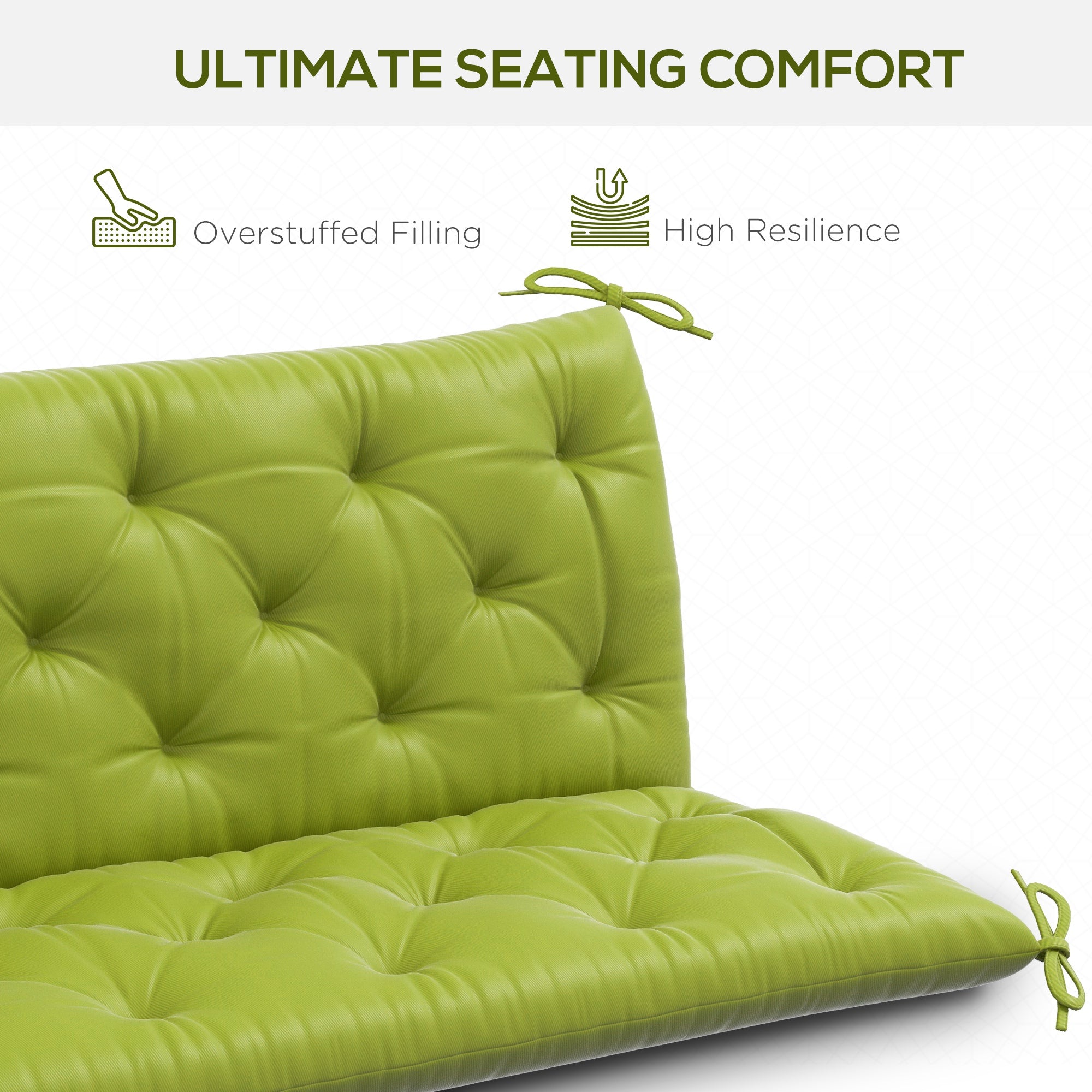 3-Seater Outdoor Bench Swing Chair Replacement Cushions for Patio Garden, Light Green