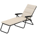Foldable Lounge Chair, Reclining Patio Sun Lounger with 6-Position Adjustable Back, Beige