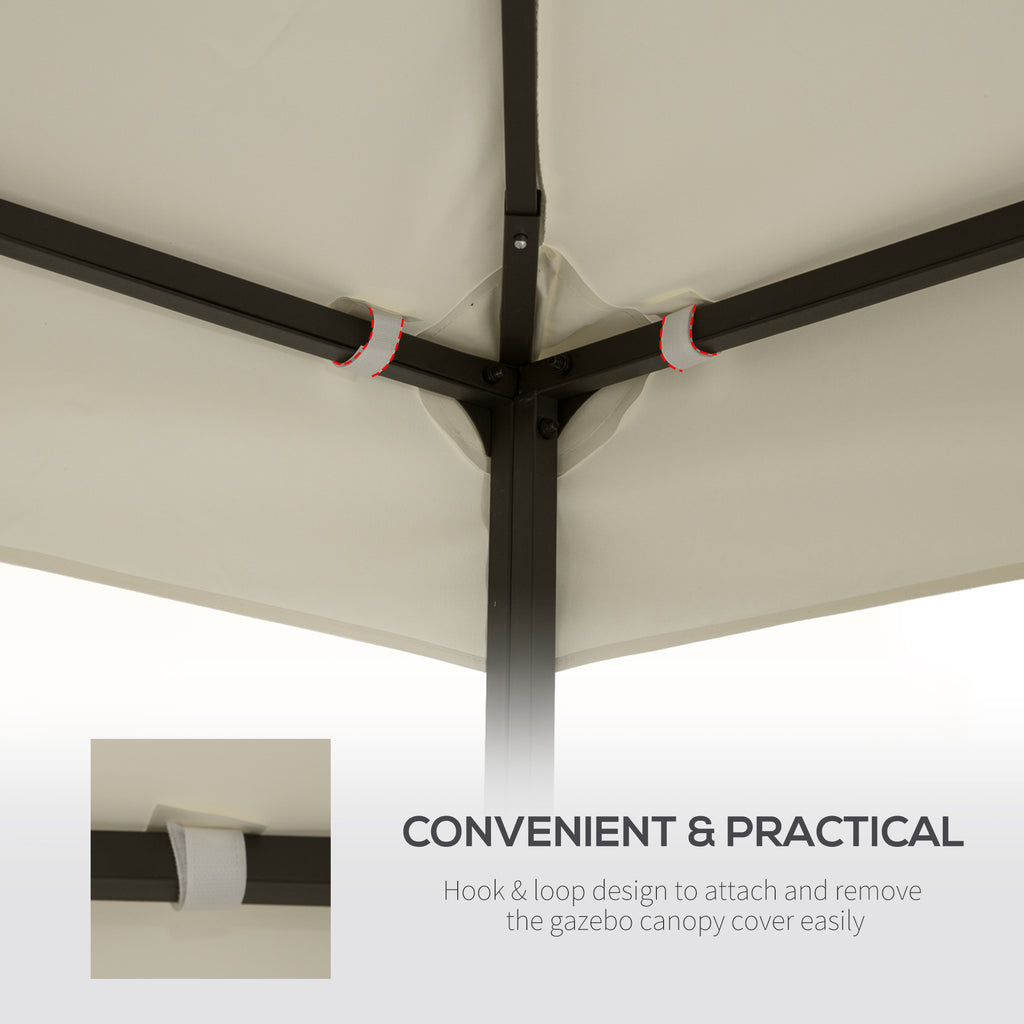 Square2-Tier Gazebo Canopy Replacement Top Cover Water-resistant UV Protected Shade Protection (Cream White)