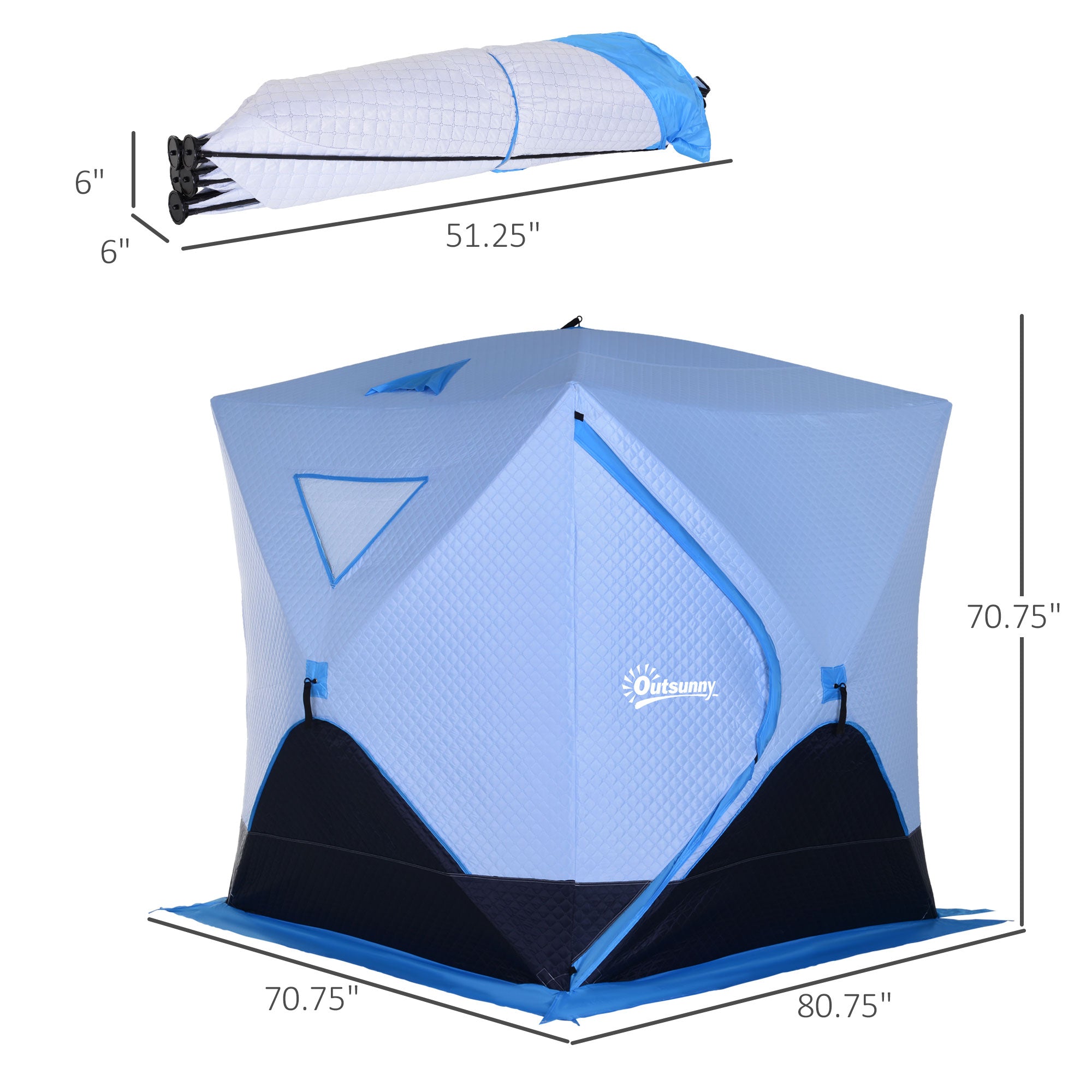 4-Person Pop-up Ice Fishing Tent, Insulated Ice Fishing Shelter with Ventilation Windows, Double Doors and Carry Bag, for Low-Temp -22â„‰