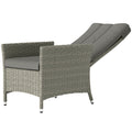 Wicker Outdoor Recliner Chair, Wicker Reclining Patio Chair with Adjustable Backrest and Cushion, Grey