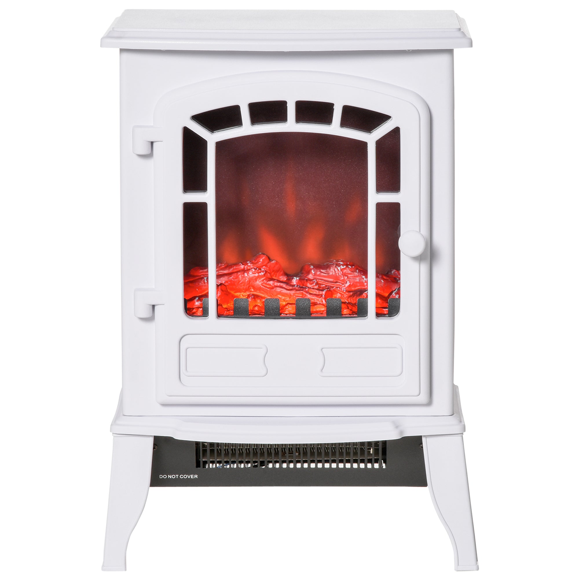Electric Fireplace Heater, Freestanding Fireplace Stove with Realistic Flame Effect Overheat Protection 750W/1500W White