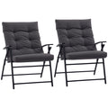Set of 2 Outdoor Folding Chairs with Adjustable Backrest, Padded Camping Chairs for Outdoor Events, Grey
