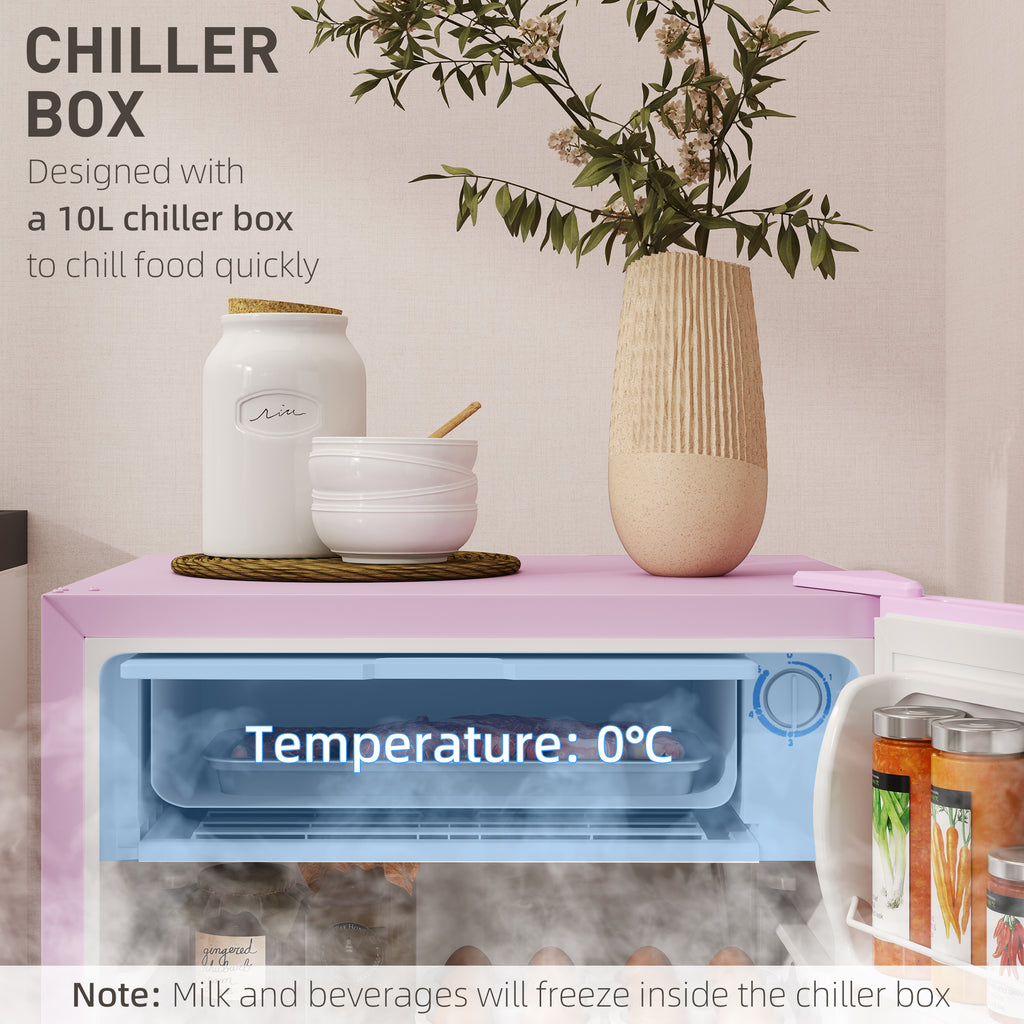 Compact Refrigerator, Mini Fridge with Freezer, Adjustable Shelf, Mechanical Thermostat and Reversible Door, Pink