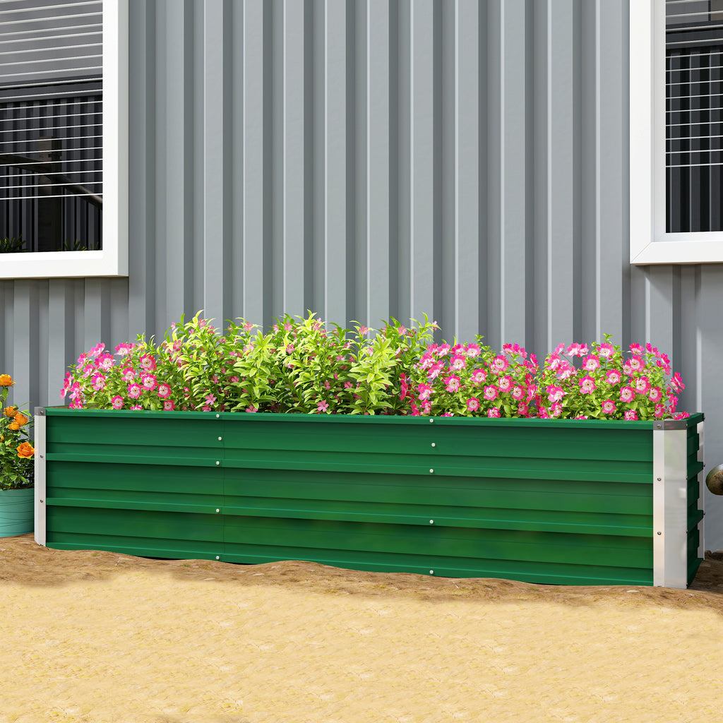 6' x 1.5' x 1.3' Galvanized Raised Garden Bed, Elevated Large Metal Planter Box w/ Install Gloves for Backyard, Patio to Grow Vegetables, Herbs, and Flowers, Green
