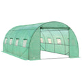 Walk-in Tunnel Greenhouse, 19 x 10 x 6.6 ft Hoop House with Zipped Roll-Up Door, 8 Mesh Windows, Wind Resistance Level 4, Green