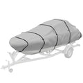 22-24 Ft Trailer Boat Cover, 3000mm Waterproof Universal Boat Cover with Quick-Fasten Buckles, Light Grey