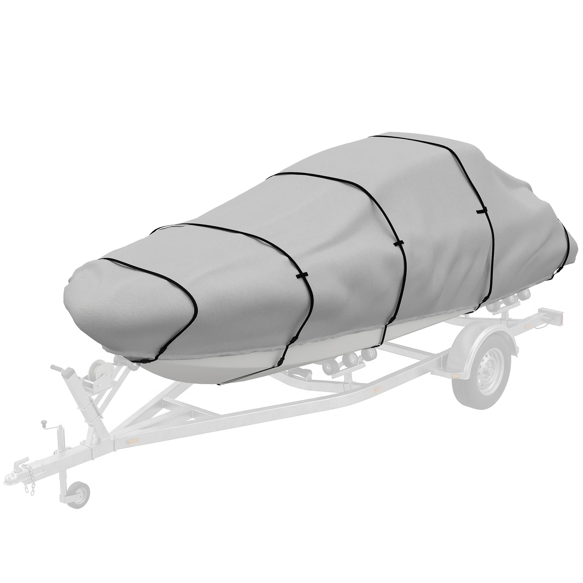 22-24 Ft Trailer Boat Cover, 3000mm Waterproof Universal Boat Cover with Quick-Fasten Buckles, Light Grey