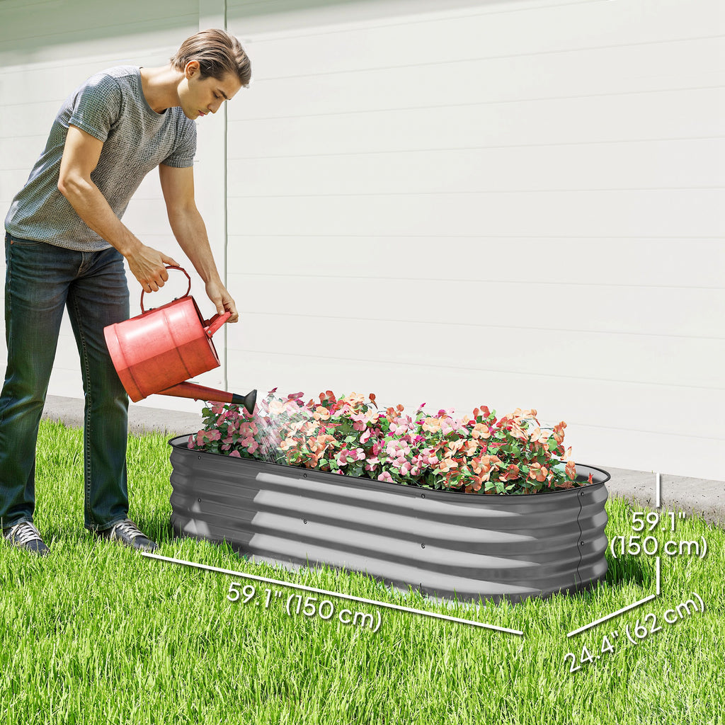 4.9 x 2 x 1ft Galvanized Raised Garden Bed Kit, Metal Planter Box with Safety Edging, Silver