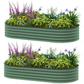 6' x 3' x 1' Large Outdoor Planter Box, Galvanized Raised Garden Bed with Metal Plant Stake, Light Green