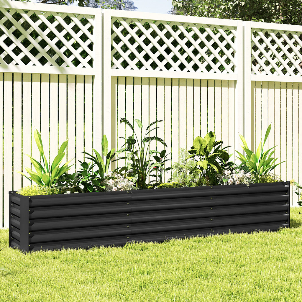 8 x 1.3 x 1.5ft Galvanized Raised Garden Bed, Reinforced Outdoor Planter Box with Open Bottom, Dark Grey