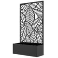 Metal Outdoor Raised Garden Bed with Privacy Screen, Privacy Panel and Planter Box, Wall-Mounted or Freestanding, Black