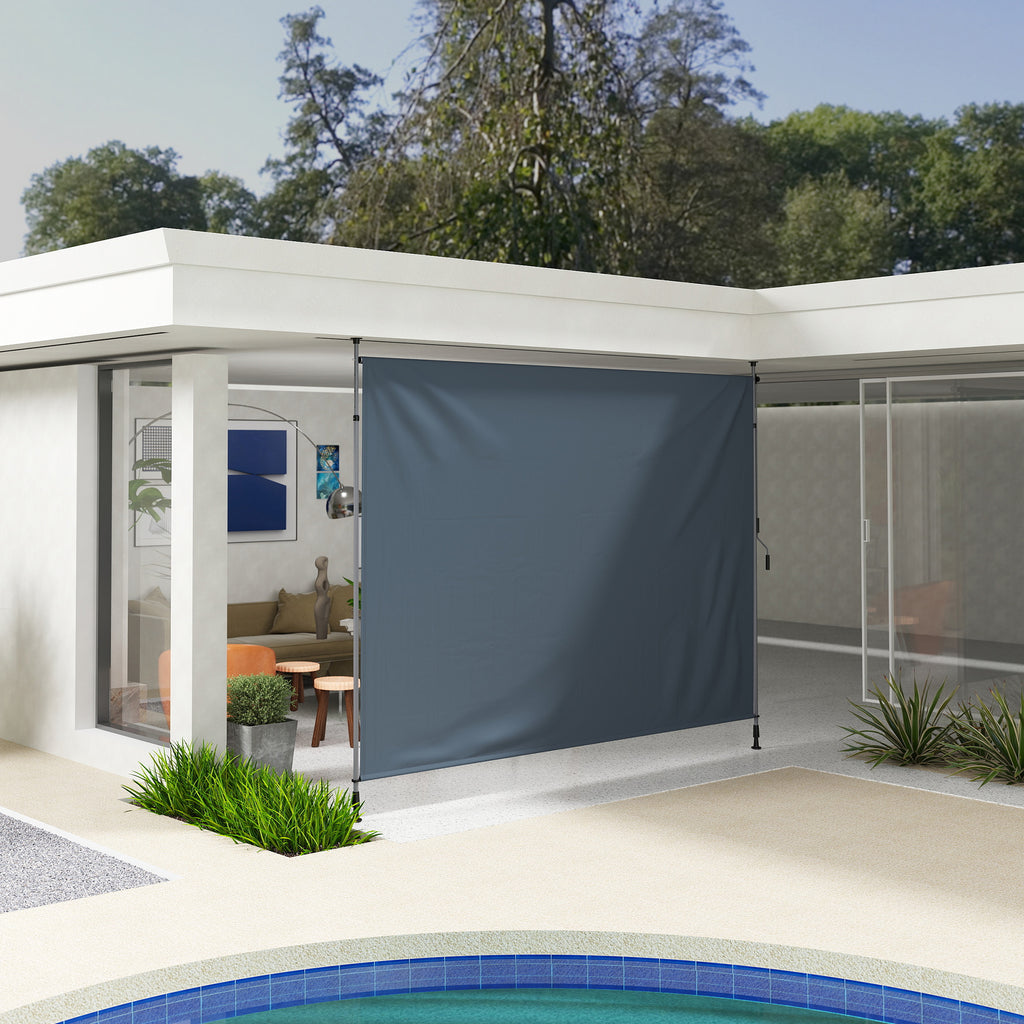 11.5' x 10' Manual Retractable Patio Awning, Outdoor Privacy Screen with UPF30+ & Water-Resistant Fabric, Dark Grey