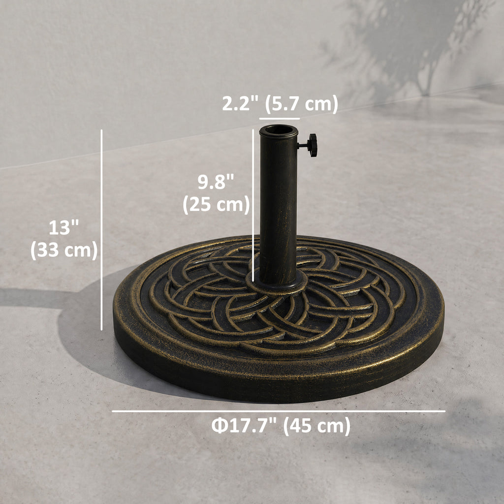 25 lb Heavy Duty Patio Umbrella Base, Round Market Umbrella Stand for Outdoor, Deck, Backyard, Garden, Bronze