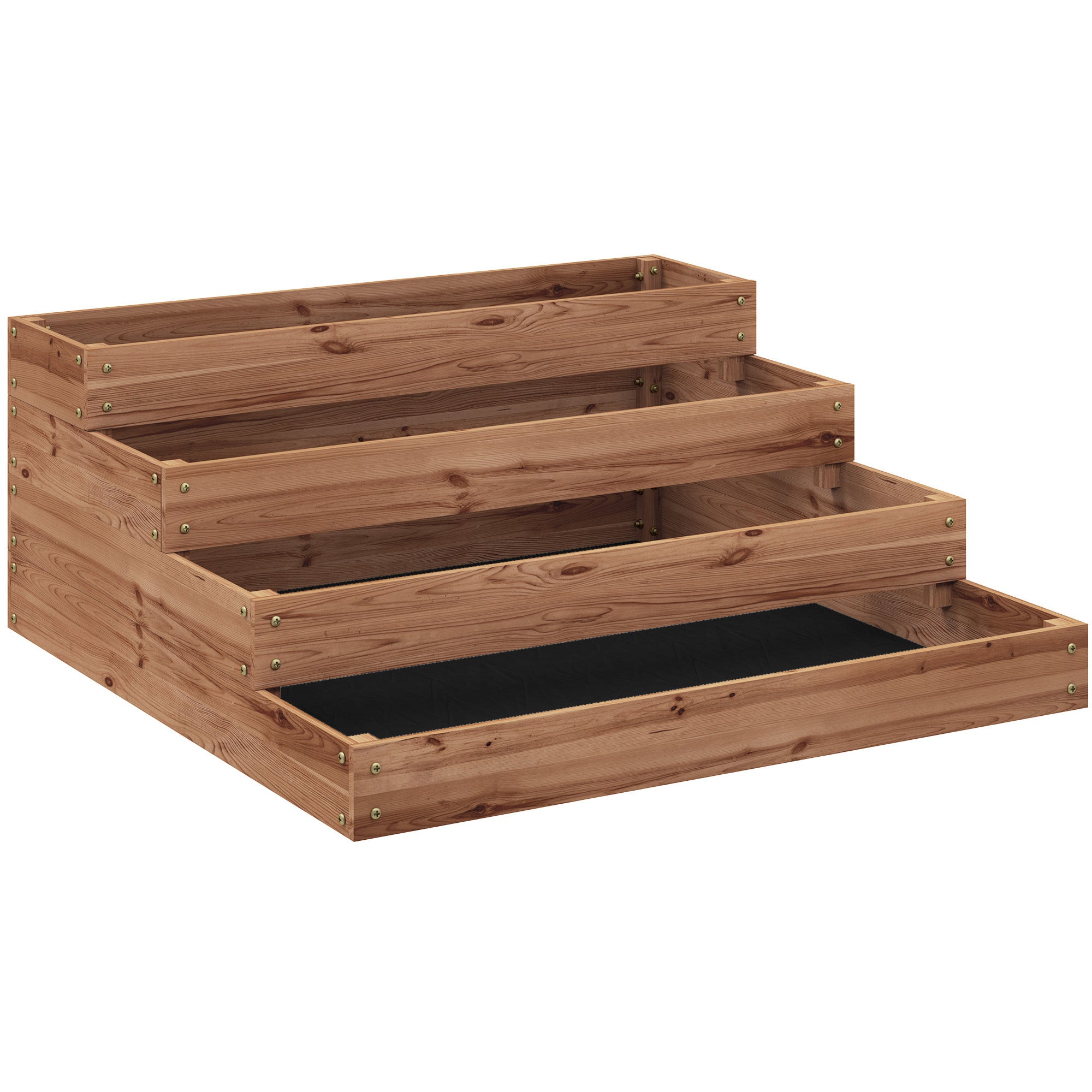 4-Tier Raised Garden Bed, Vertical Wooden Elevated Planter Box Kit with Liner for Vegetable, Flower, Herb, Dark Brown
