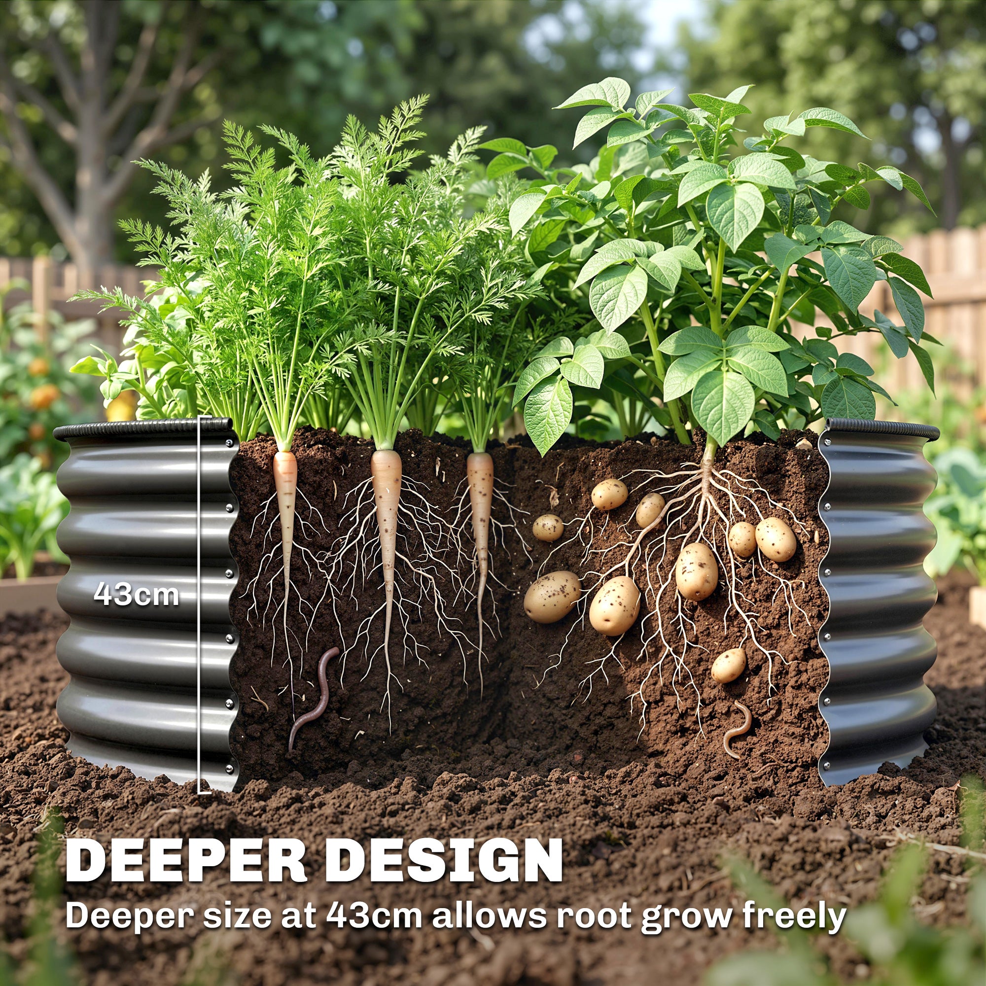 Galvanized Raised Flower Bed, 4 x 4 x 1.5 ft Outdoor Metal Raised Bed with Safety Edging and Gloves, Dark Grey