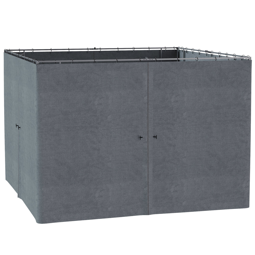Gazebo Curtains, 10' x 10' Universal Replacement Privacy Curtain, 4-Panels Sidewall with Hooks/C-Rings, Slate Grey