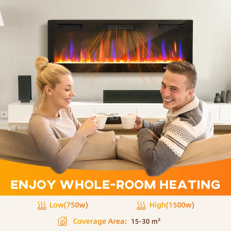 Slim freestanding electric fireplace heater for modern living room