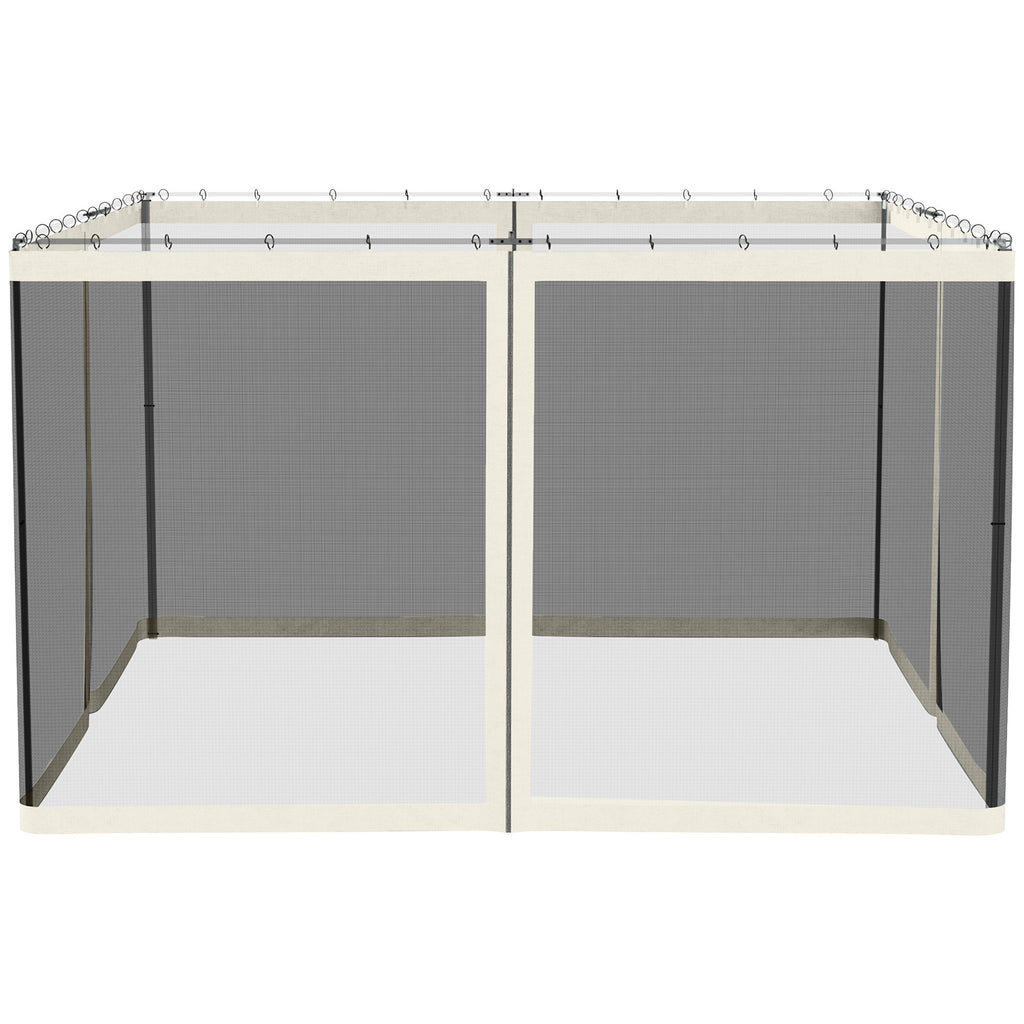 Replacement Mosquito Netting for Gazebo 10' x 12' Black Screen Walls for Canopy with Zippers, White