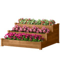 3-Tier Garden Bed Planter Box for Backyard, Patio, 49"x49"x22", Brown