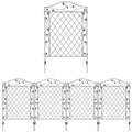 Outdoor Metal Garden Fence Panels, Border Edging for Yard, Patio, 4 Pack, Wavey Vines