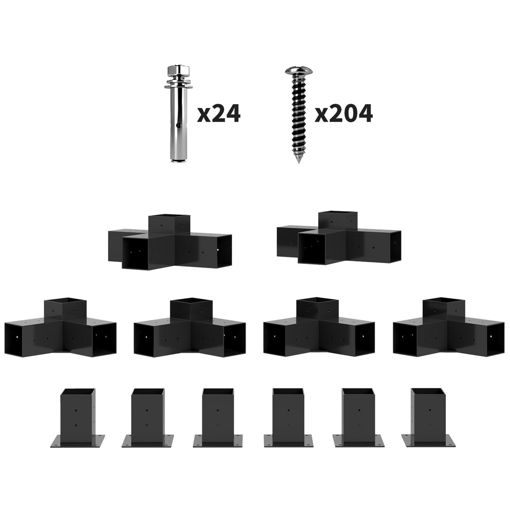 12PCS Pergola Kit, Pergola Brackets with 3-Way & 4-Way Corner Brackets for 4"x4" (Actual 3.6"x3.6") Lumber