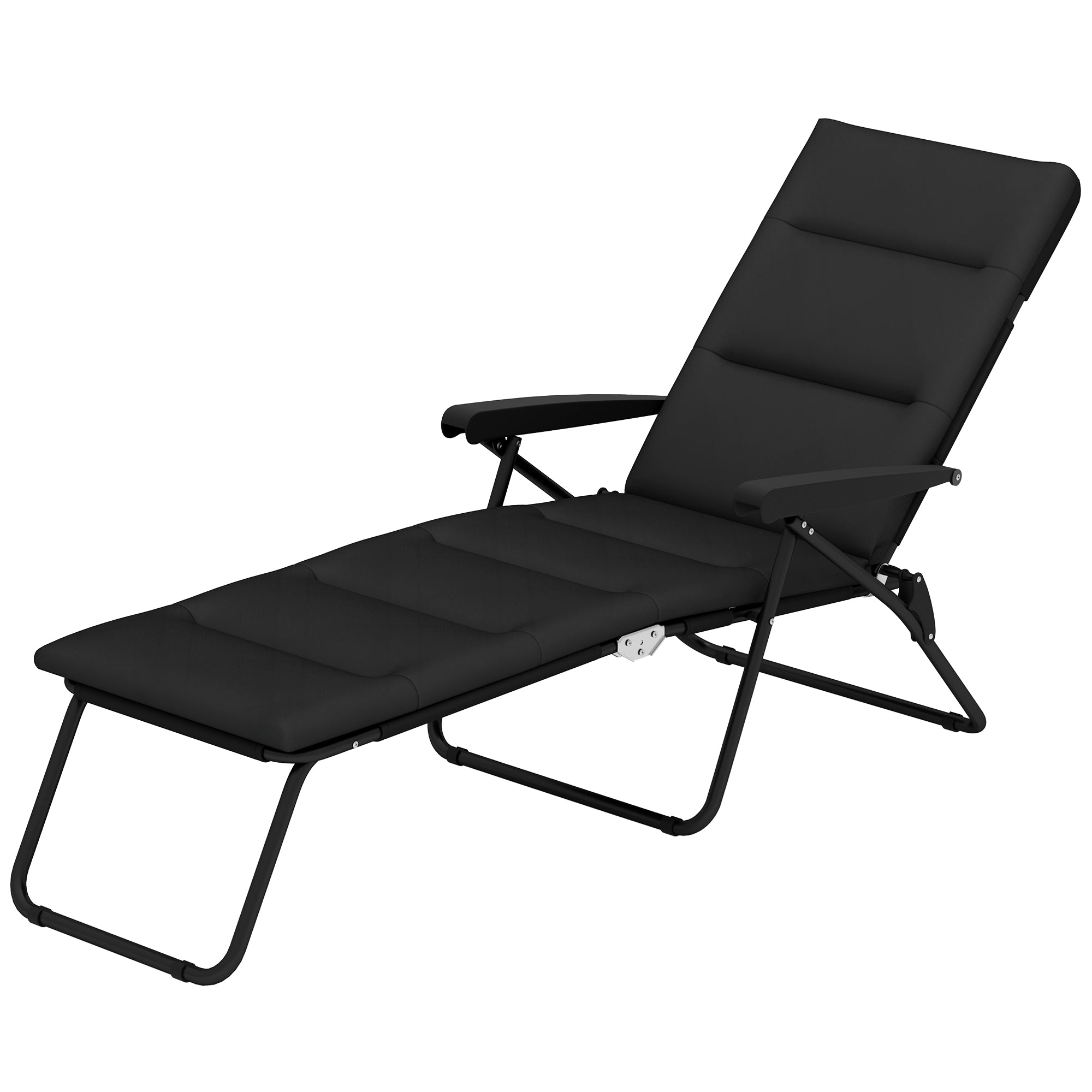 Foldable Lounge Chair, Reclining Patio Sun Lounger with 6-Position Adjustable Back, Black