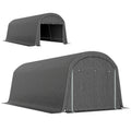10' x 20' Portable Shed, Motorcycle Bike Tent with Roll-up Door, Galvanised Steel Frame for Garden Tools, Dark Grey