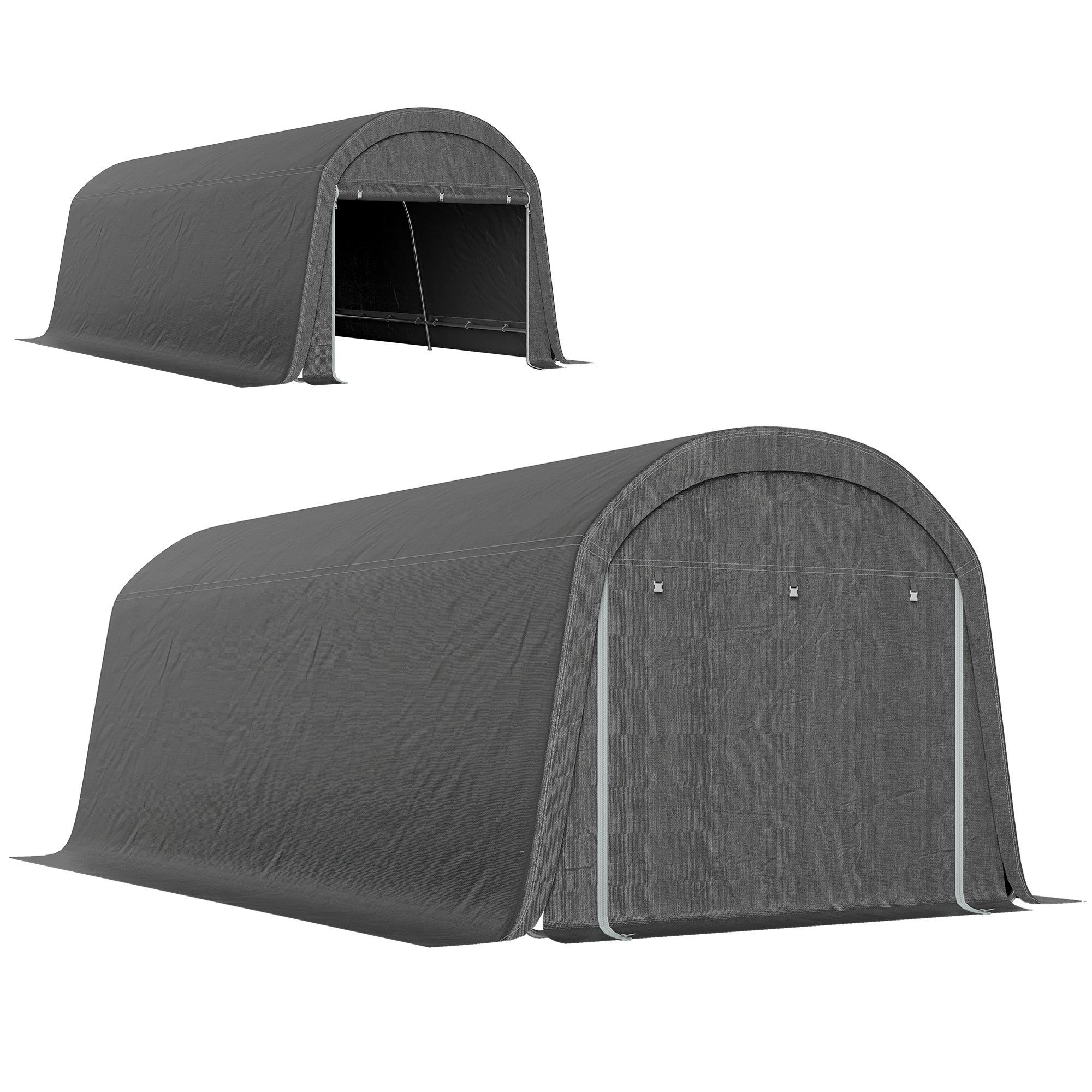 10' x 20' Portable Shed, Motorcycle Bike Tent with Roll-up Door, Galvanised Steel Frame for Garden Tools, Dark Grey