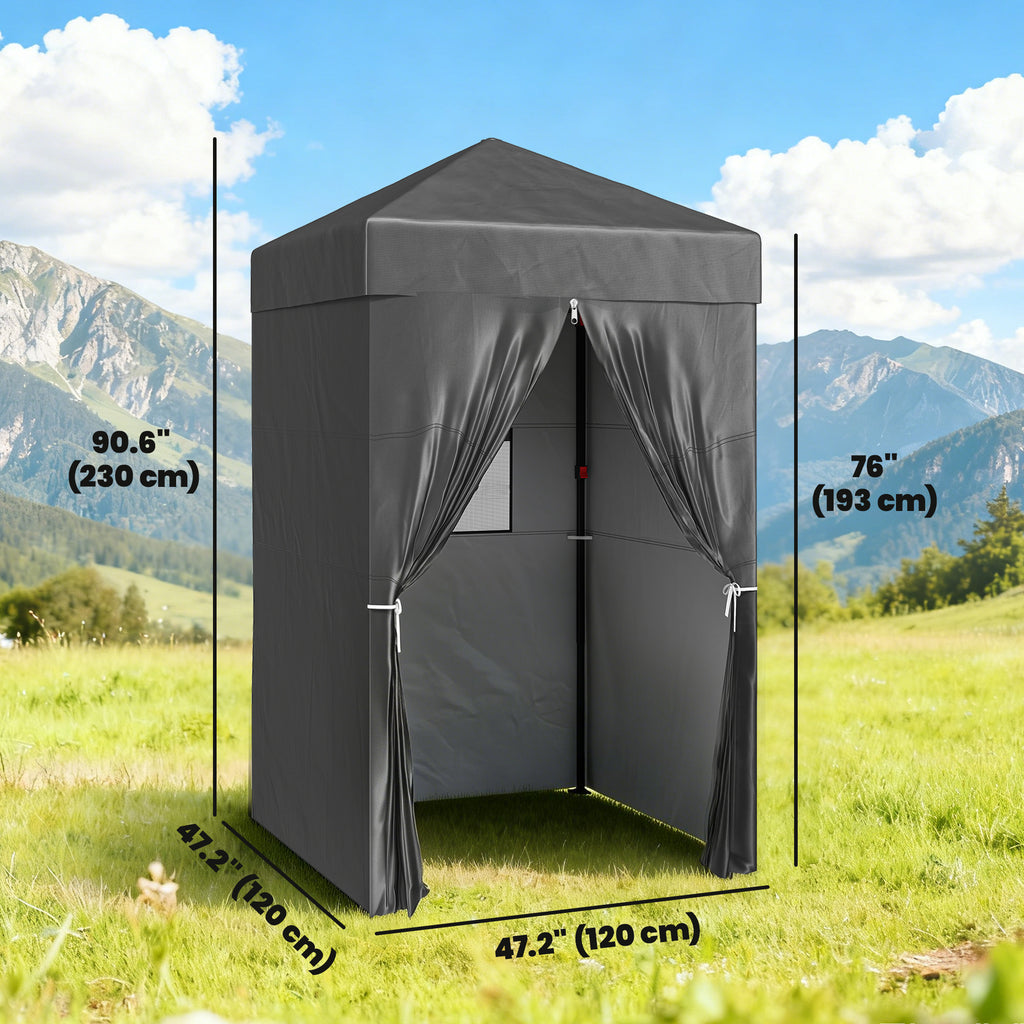 4 x 4 ft Compact Pop Up Canopy Tent, UPF 50+ Changing Room, Portable Instant Privacy Canopy with Mesh Window, Dark Grey